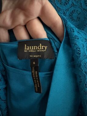 Laundry By Shelli Segal Teal Lace Shell Dress